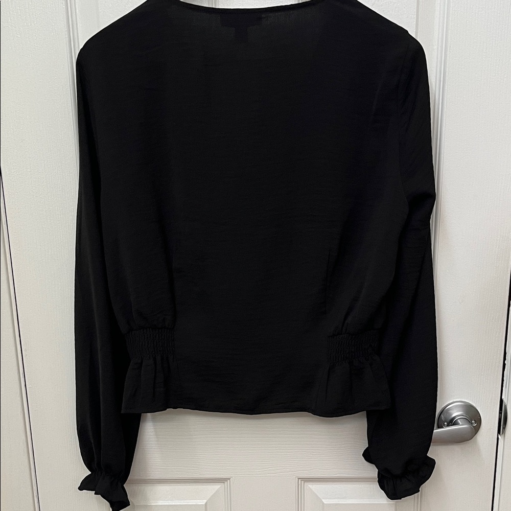 Topshop Black V-Neck Blouse NWT Nordstrom - Picture 5 of 7